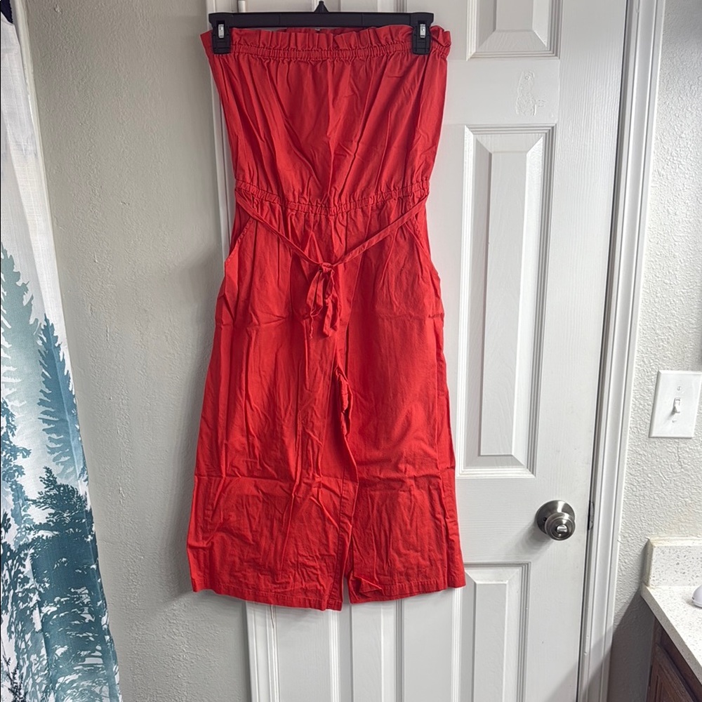Bold Red Strapless Jumpsuit